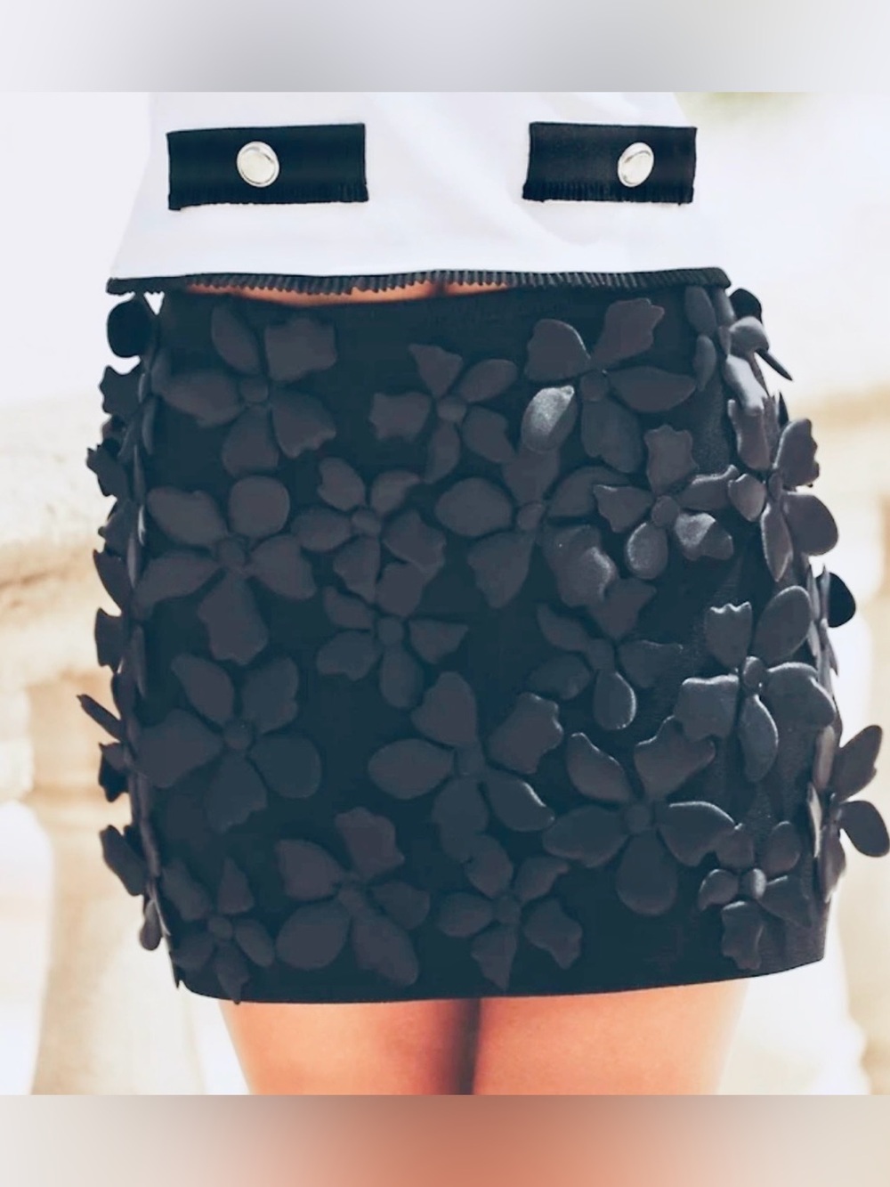 Zara Elegant Black Floral
Appliqué Mini Skirt -
Size M
(NWOT)
Dark Coquette